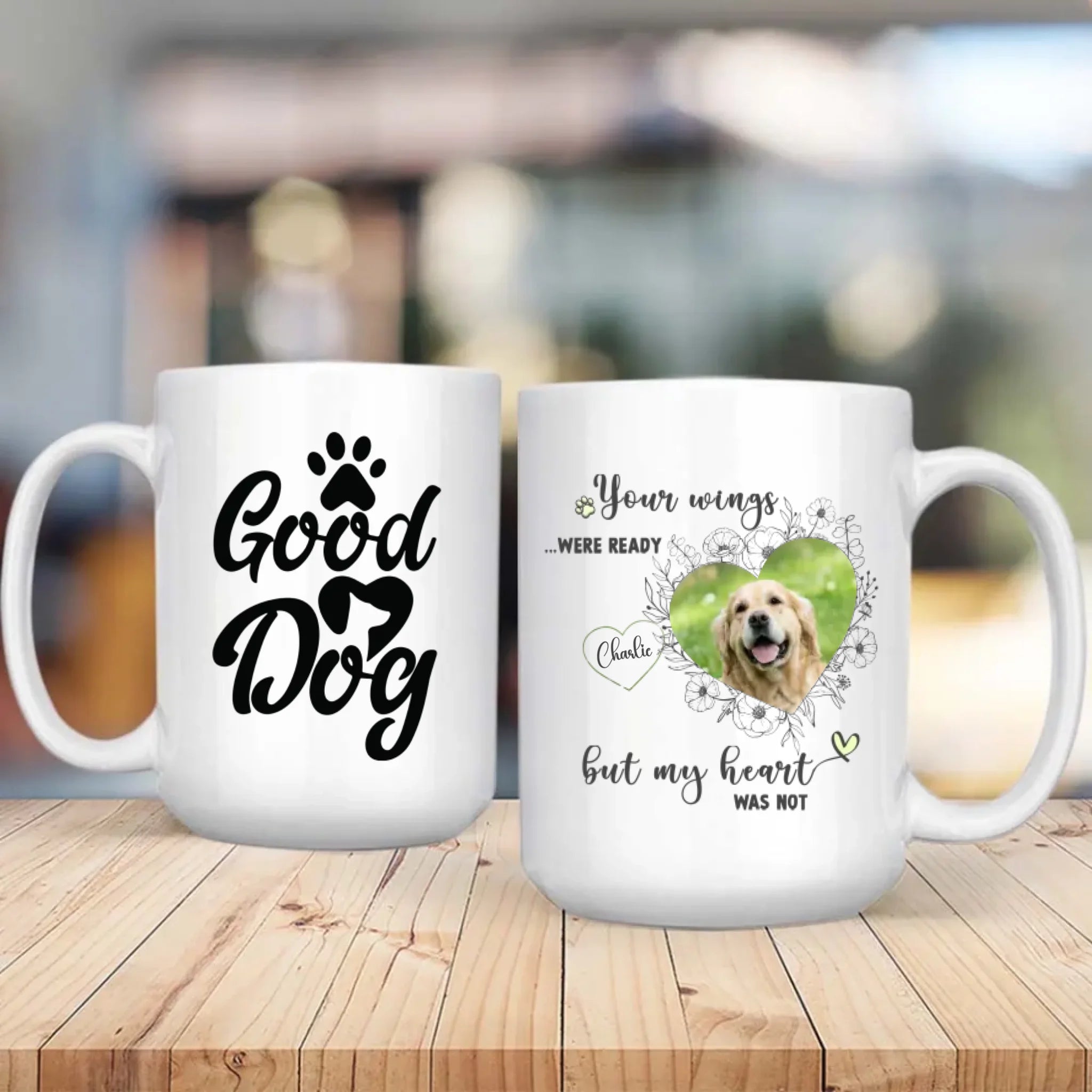 Personalized Dog Memorial Mug – Your Wings Were Ready But My Heart Was Not - 89Prints