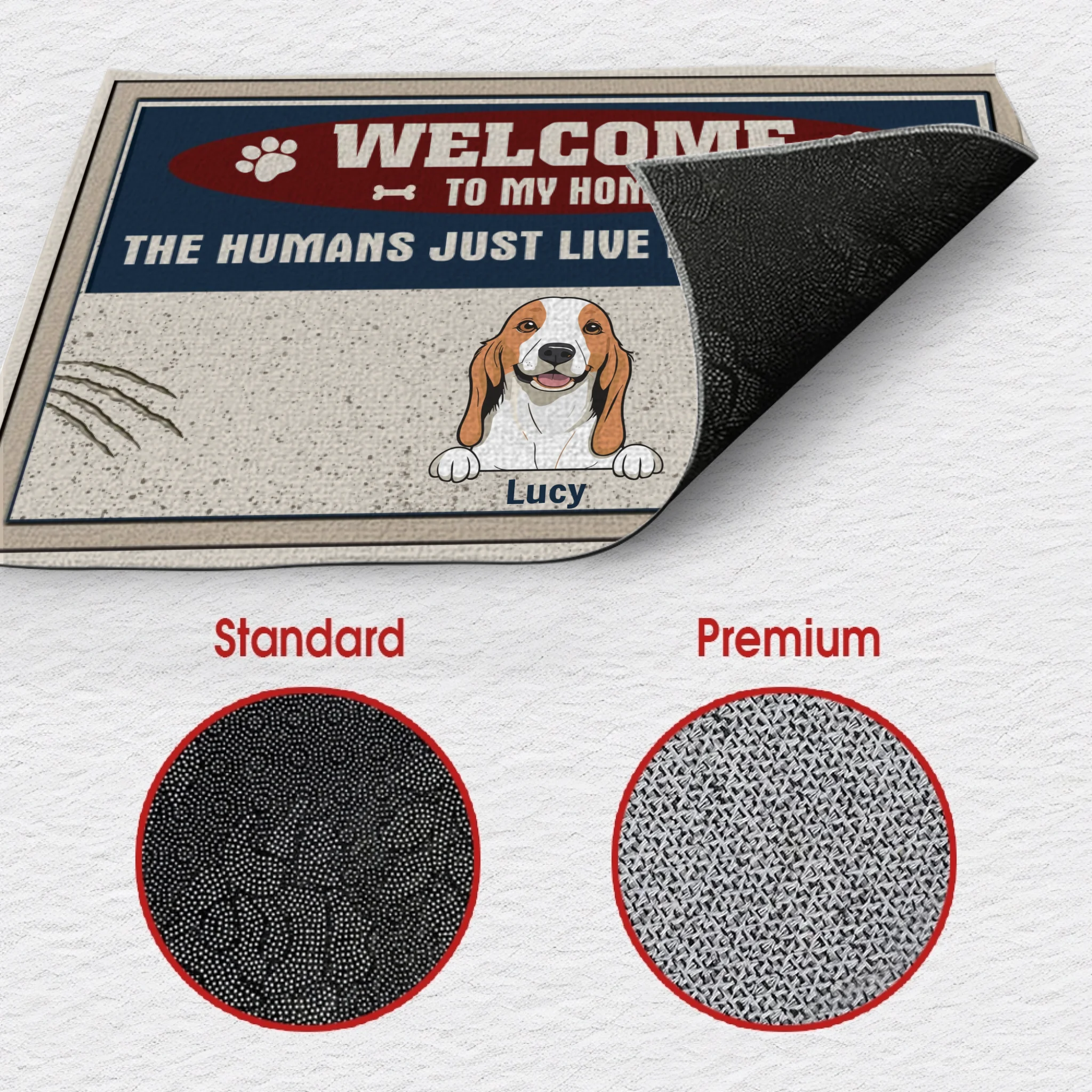 Custom Funny Door Mat – “The Humans Just Live Here with Me