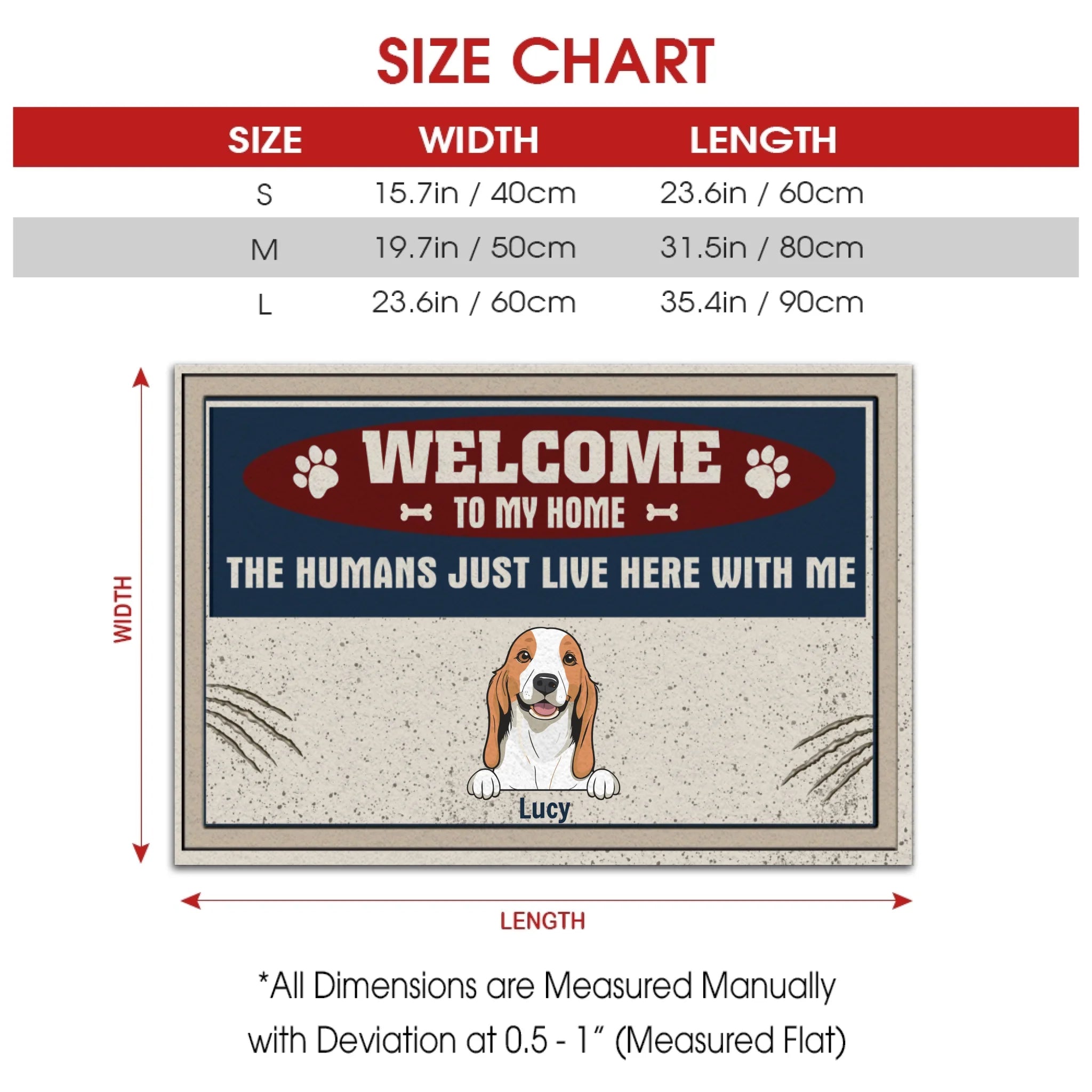 Custom Funny Door Mat – “The Humans Just Live Here with Me