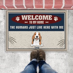 Custom Funny Door Mat – “The Humans Just Live Here with Me