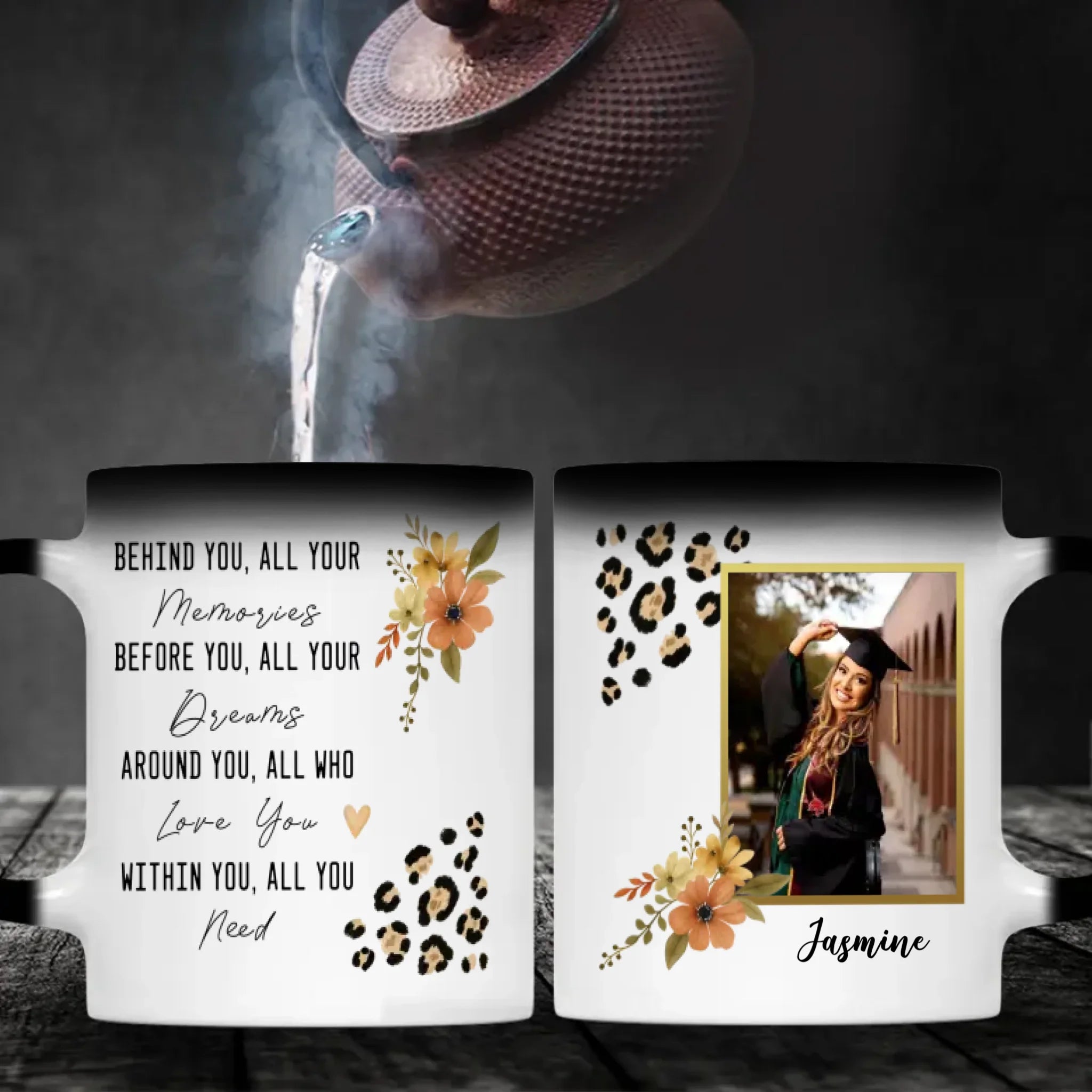 Personalized Graduation Mug – Behind You All Your Memories Quote Gift – Custom Photo & Name – 89Prints