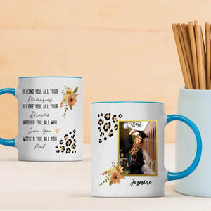 Personalized Graduation Mug – Behind You All Your Memories Quote Gift – Custom Photo & Name – 89Prints
