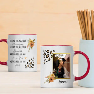 Personalized Graduation Mug – Behind You All Your Memories Quote Gift – Custom Photo & Name – 89Prints