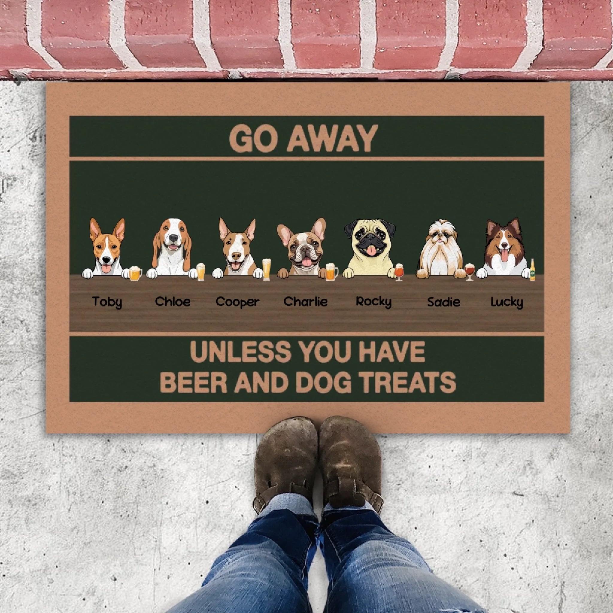 Chic Dog Doormat – Go Away Unless You Have Beer and Dog Treats - 89Prints