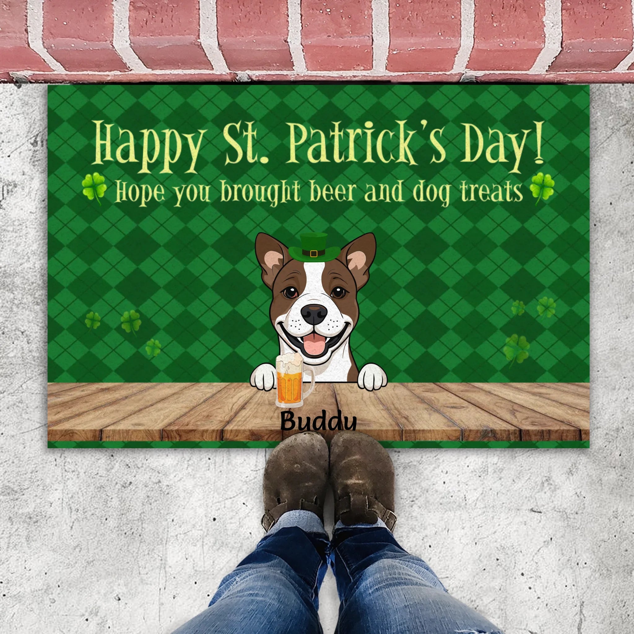 Personalized St. Patrick’s Day Doormat – Hope You Brought Beer & Dog Treats - 89Prints