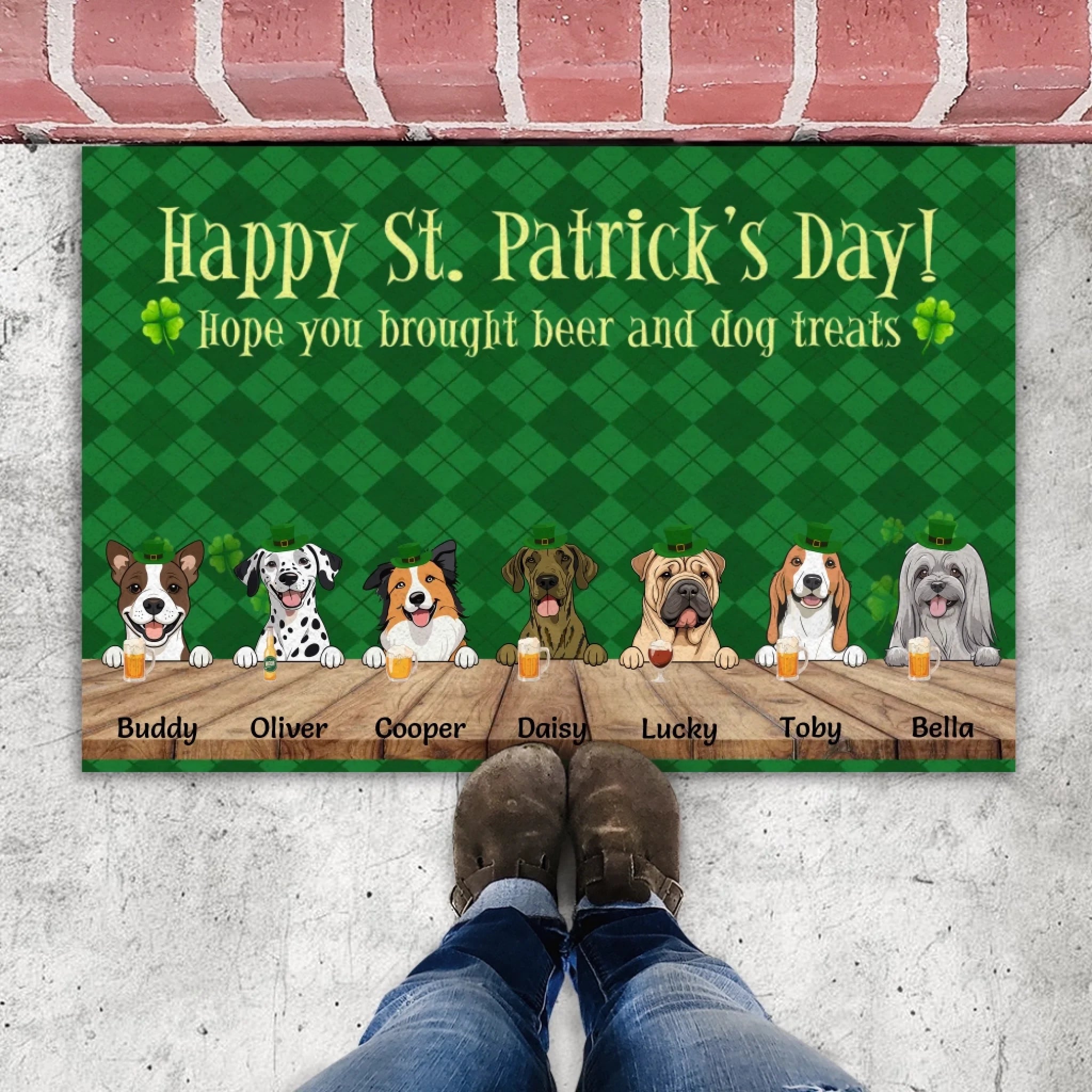 Personalized St. Patrick’s Day Doormat – Hope You Brought Beer & Dog Treats - 89Prints