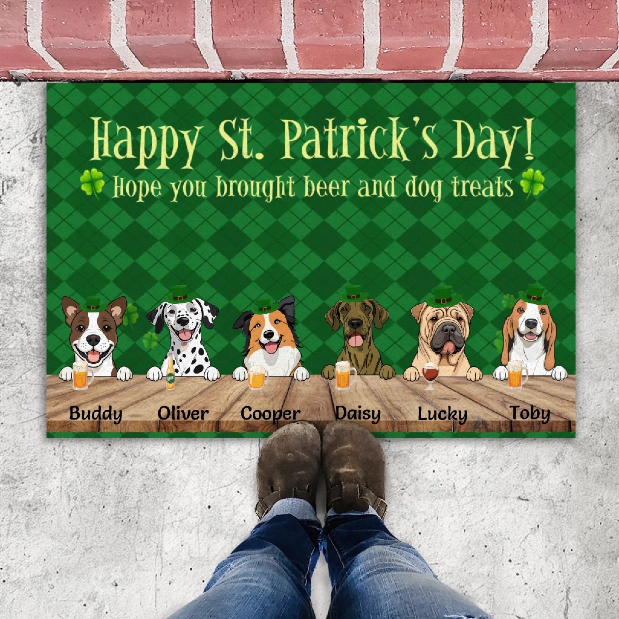 Personalized St. Patrick’s Day Doormat – Hope You Brought Beer & Dog Treats - 89Prints