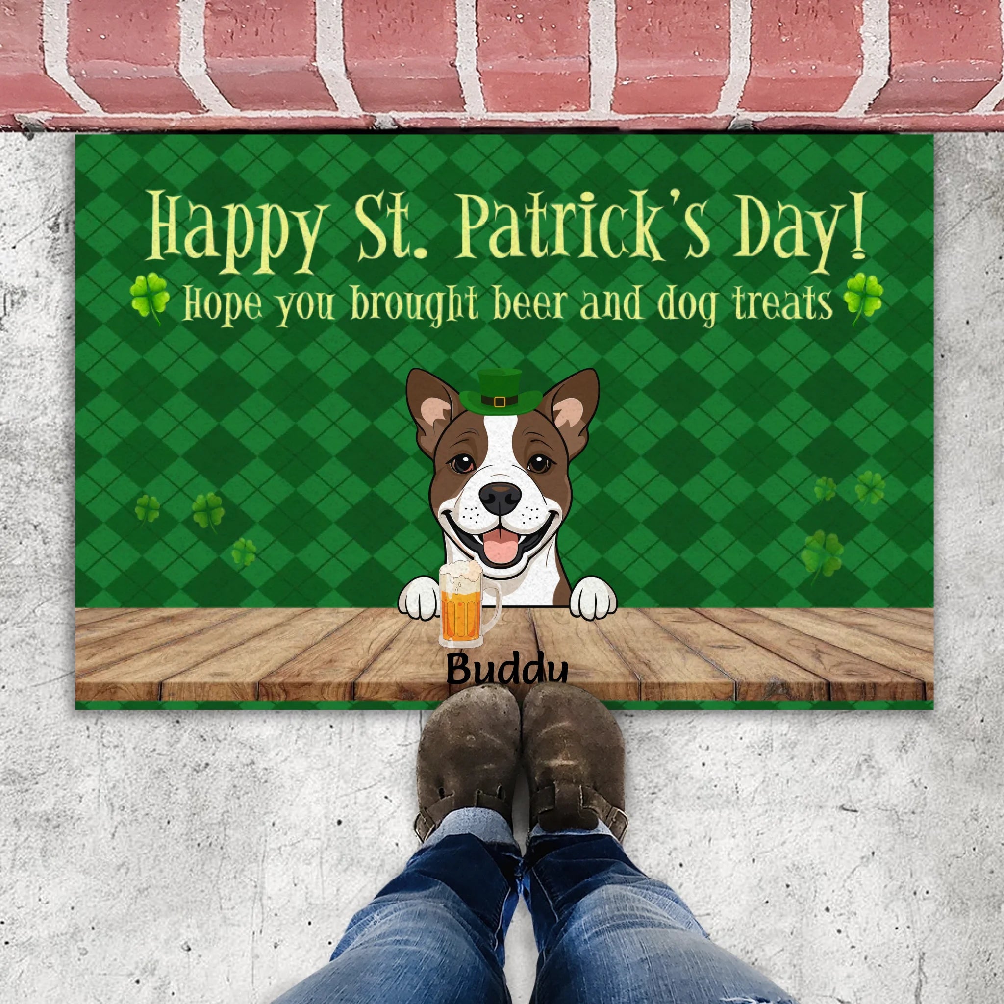 Personalized St. Patrick’s Day Doormat – Hope You Brought Beer & Dog Treats - 89Prints