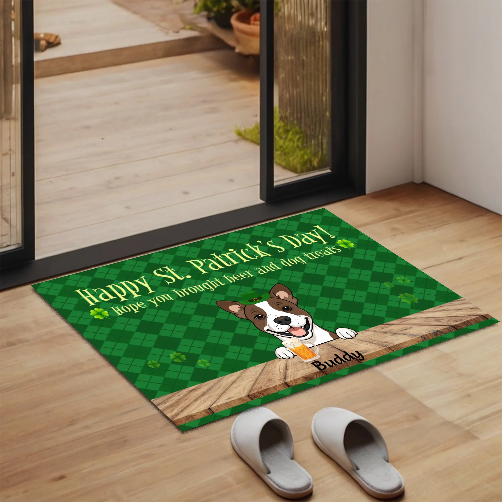 Personalized St. Patrick’s Day Doormat – Hope You Brought Beer & Dog Treats - 89Prints