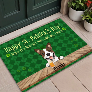 Personalized St. Patrick’s Day Doormat – Hope You Brought Beer & Dog Treats - 89Prints