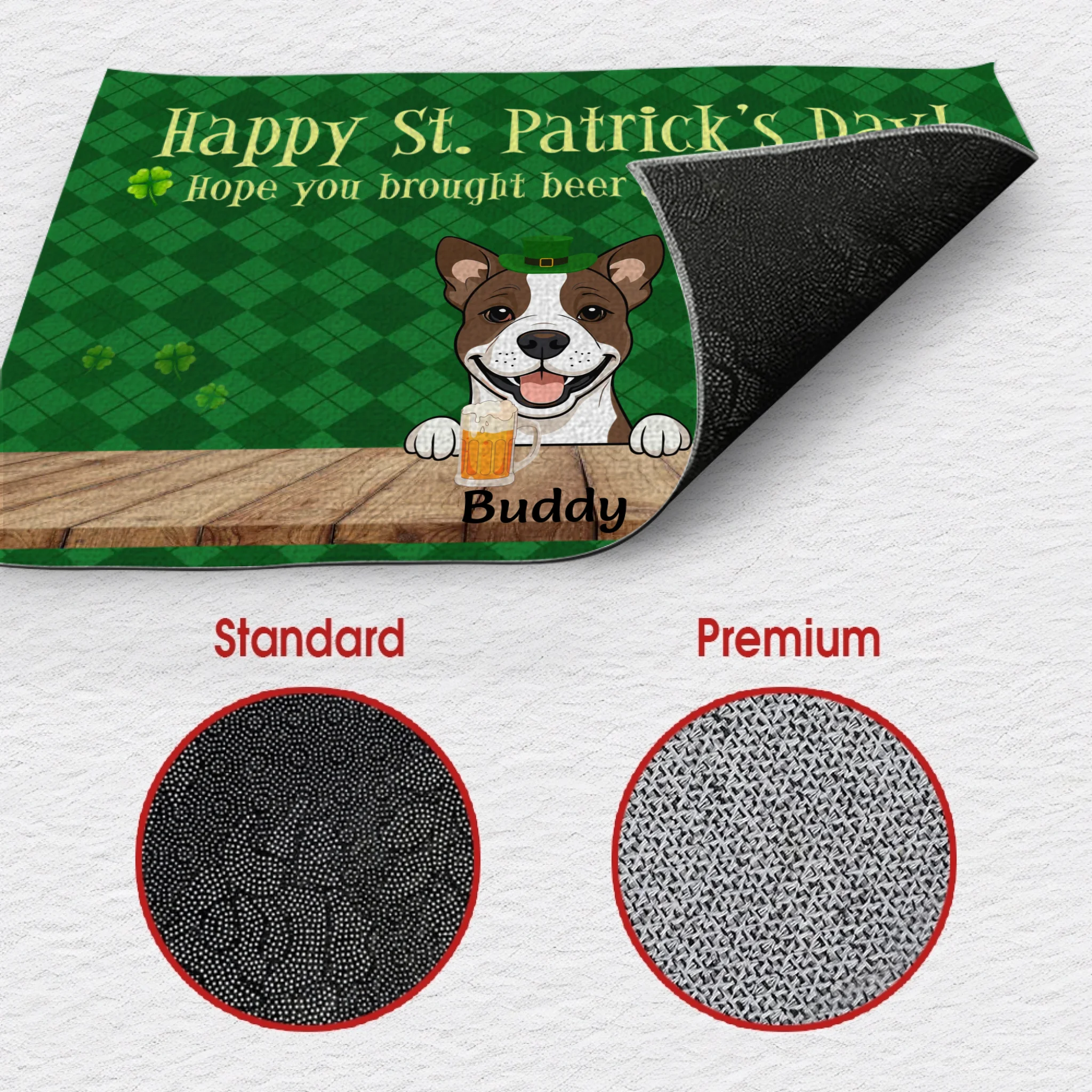 Personalized St. Patrick’s Day Doormat – Hope You Brought Beer & Dog Treats - 89Prints