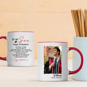 Personalized Graduation Mug for Son – Custom Photo & Name – Inspirational Message Gift from Mom or Dad – 89Prints