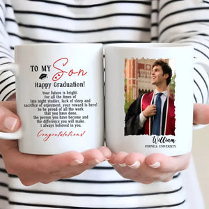 Personalized Graduation Mug for Son – Custom Photo & Name – Inspirational Message Gift from Mom or Dad – 89Prints