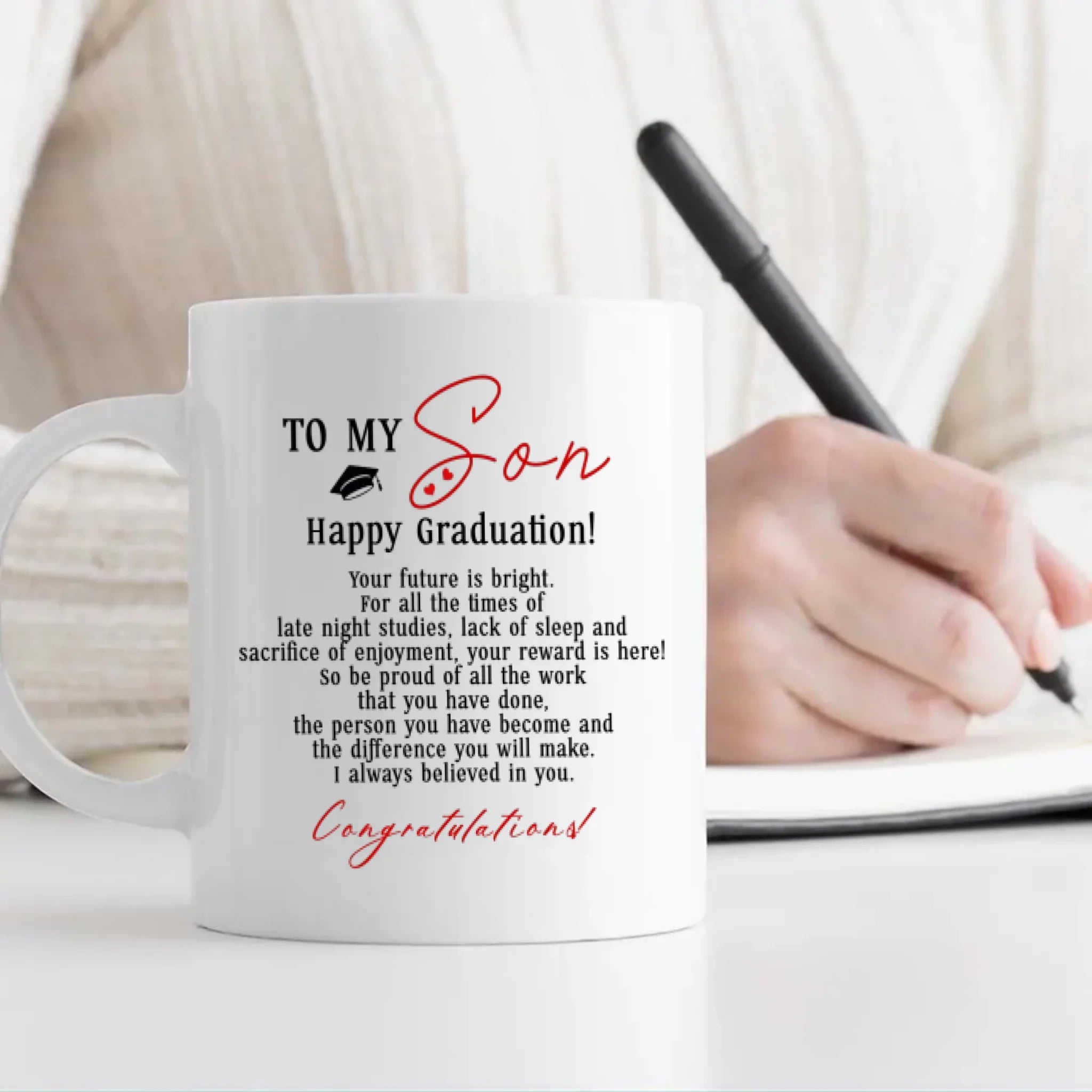 Personalized Graduation Mug for Son – Custom Photo & Name – Inspirational Message Gift from Mom or Dad – 89Prints