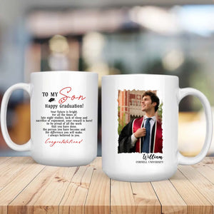 Personalized Graduation Mug for Son – Custom Photo & Name – Inspirational Message Gift from Mom or Dad – 89Prints