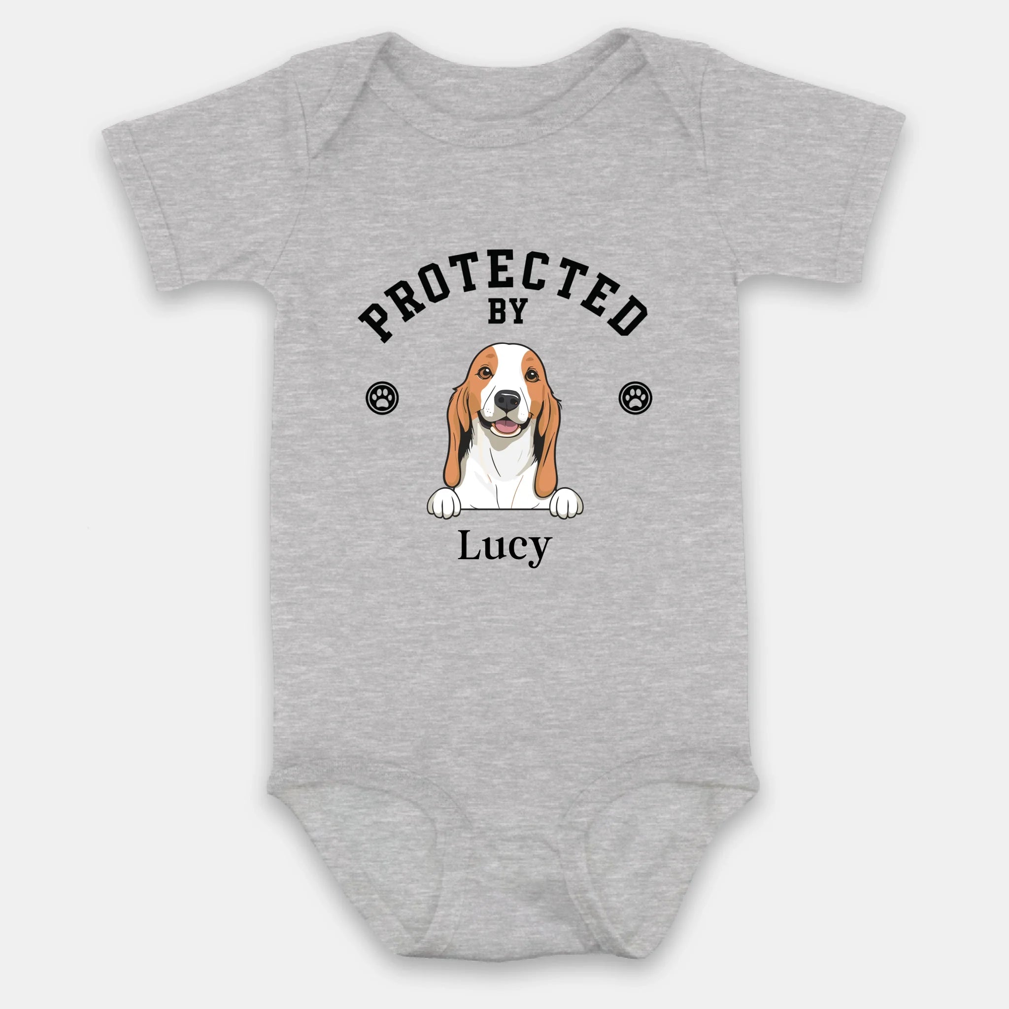 Personalized Dog Baby Onesie – “Protected by” Custom Pet Design - 89Prints