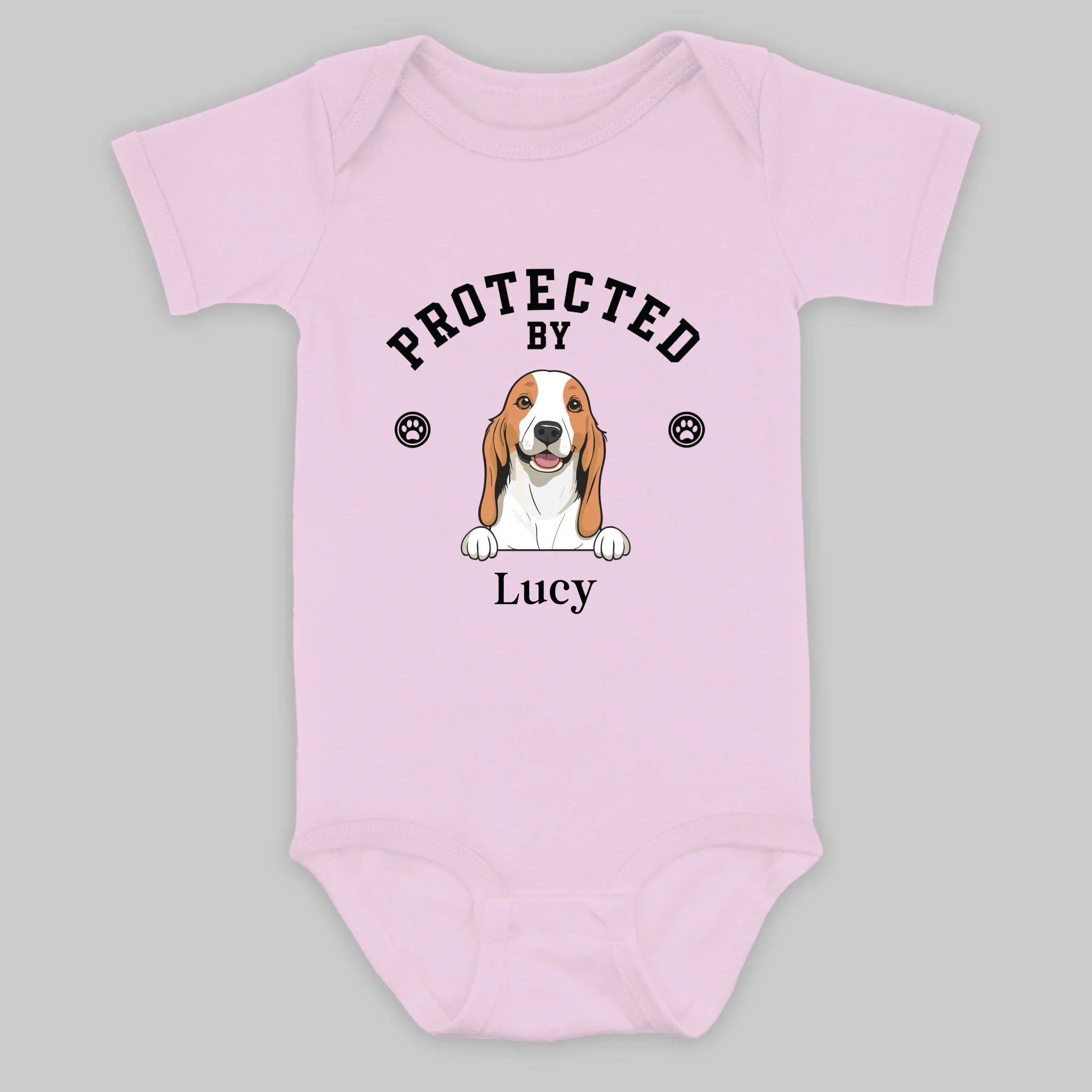 Personalized Dog Baby Onesie – “Protected by” Custom Pet Design - 89Prints