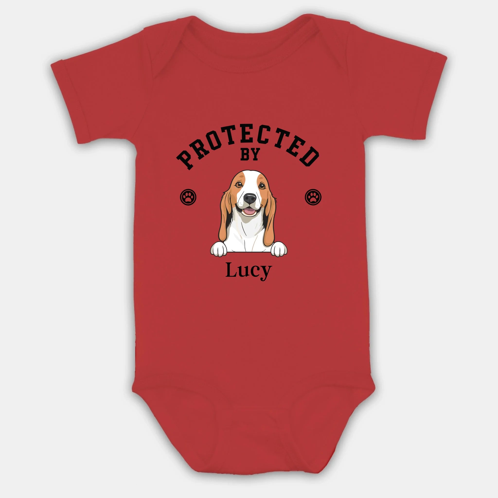 Personalized Dog Baby Onesie – “Protected by” Custom Pet Design - 89Prints