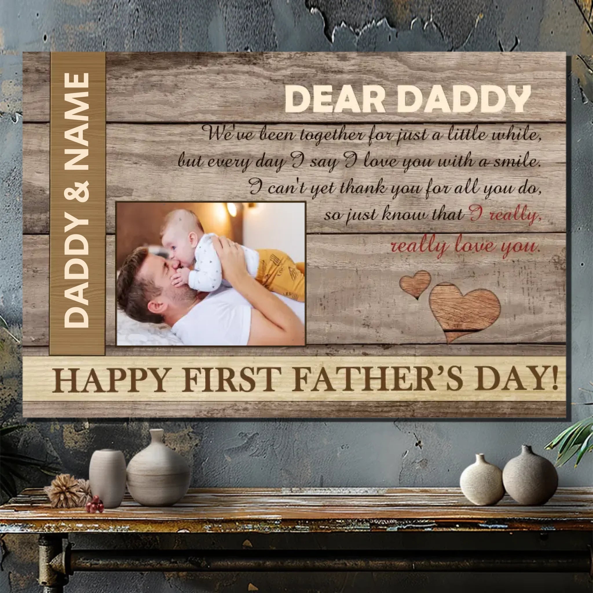 Daddy & Me – Personalized 'Happy First Father's Day' Canvas | 89Prints