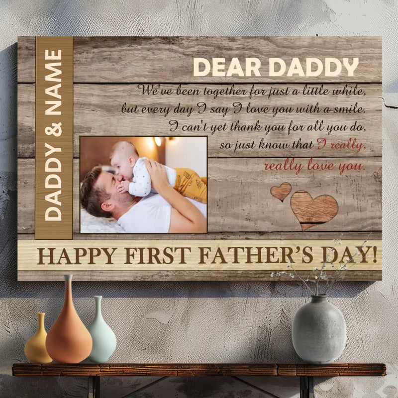 Daddy & Me – Personalized 'Happy First Father's Day' Canvas | 89Prints