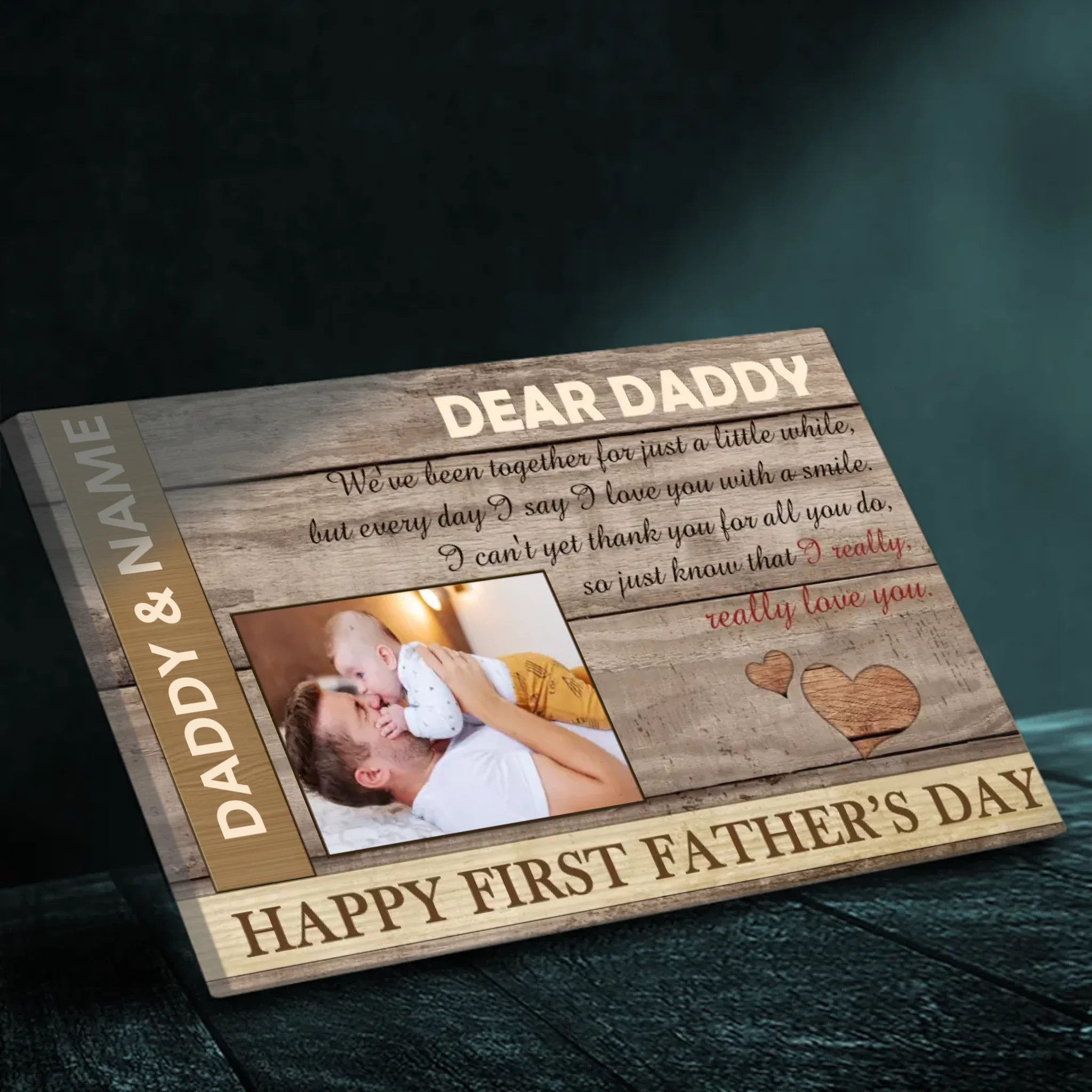 Daddy & Me – Personalized 'Happy First Father's Day' Canvas | 89Prints