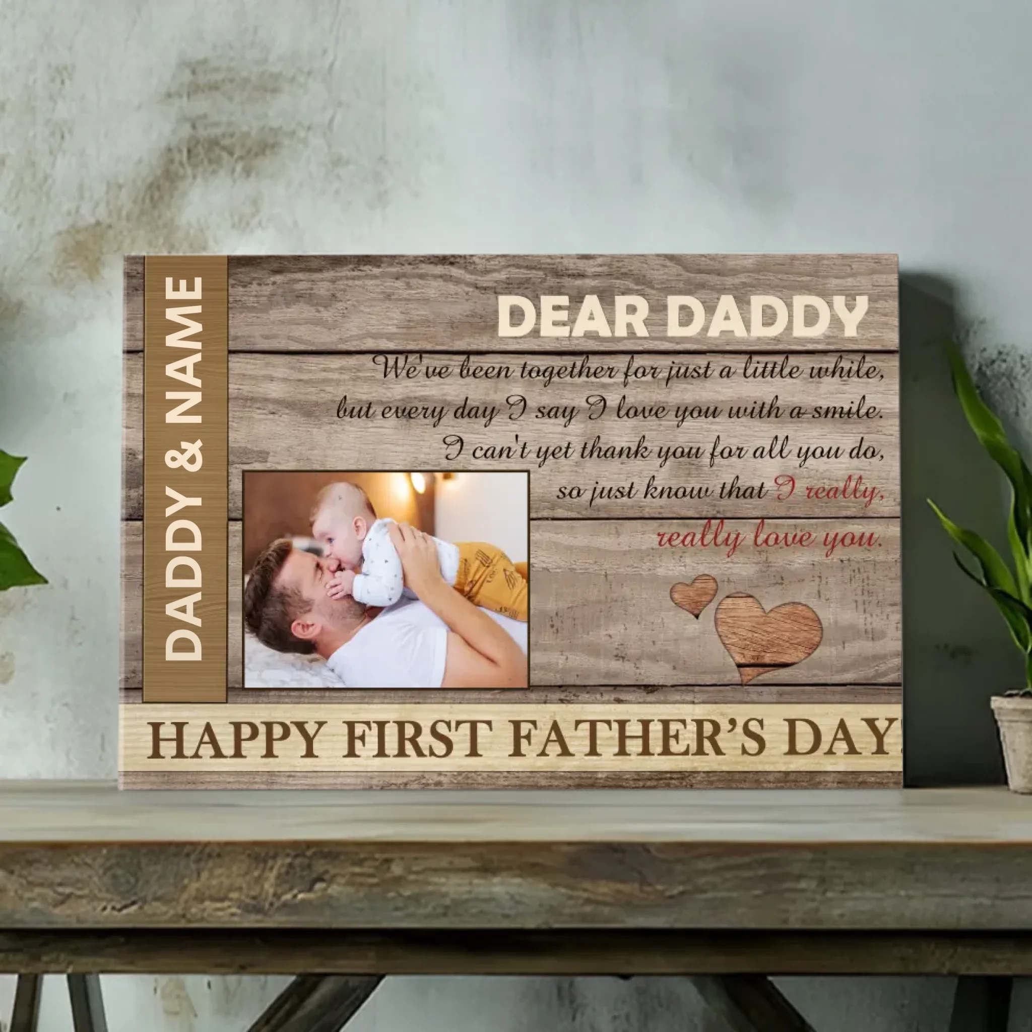 Daddy & Me – Personalized 'Happy First Father's Day' Canvas | 89Prints