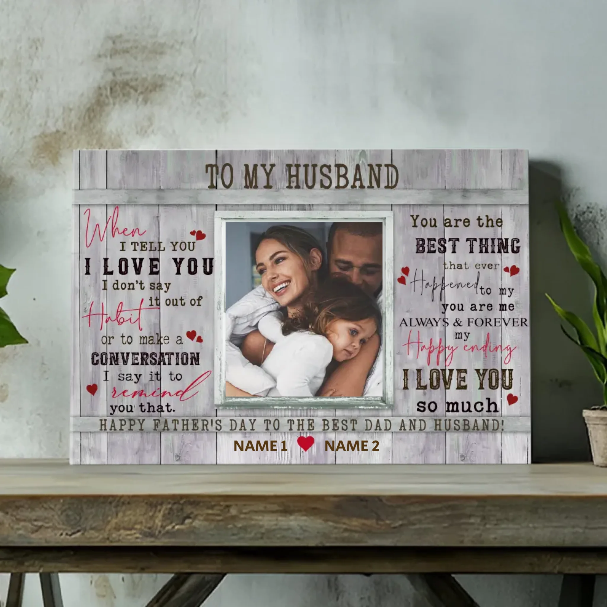 To My Husband – Custom Father's Day Canvas for the Best Dad and Husband