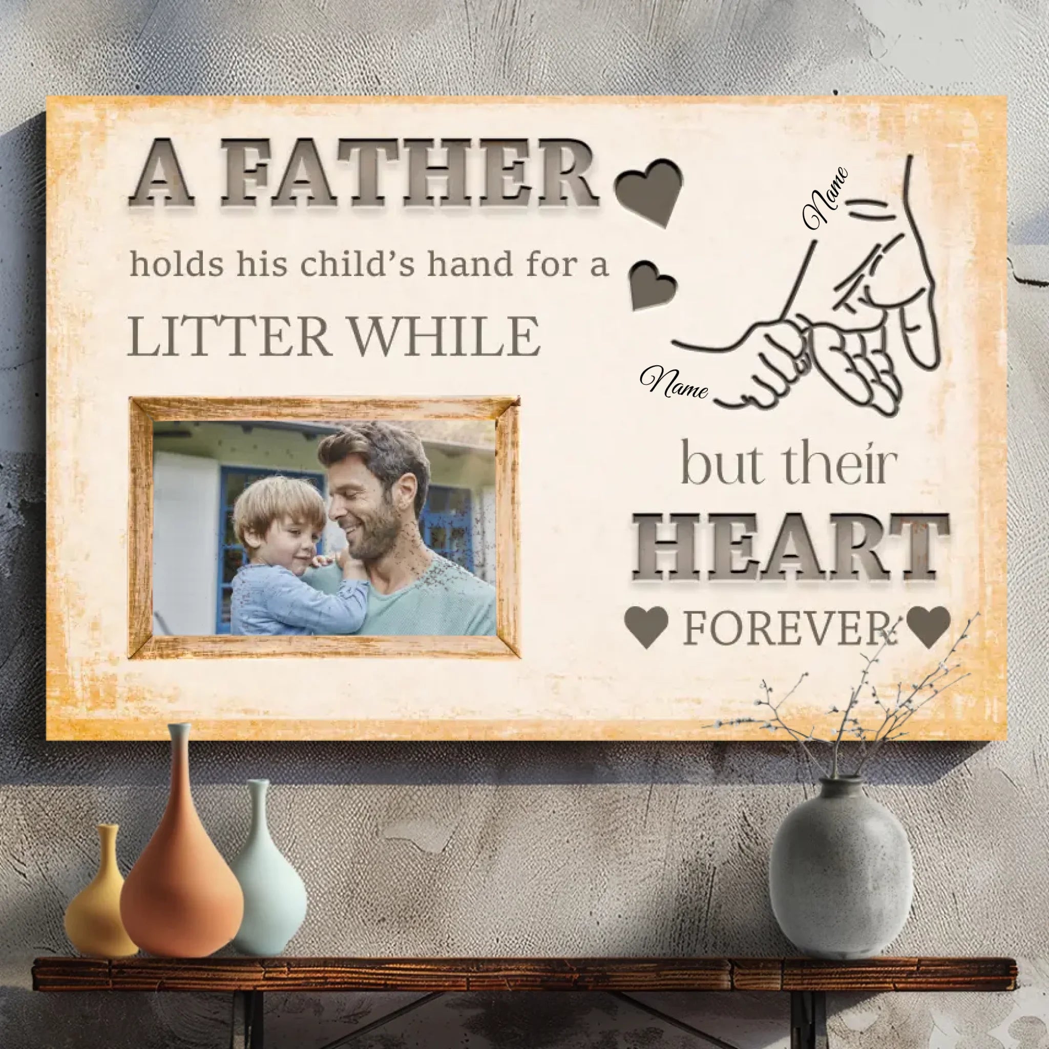 Personalized 'A Father Holds His Child's Hand' Canvas - Gift for Dad