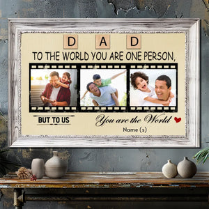 Custom Dad, You’re Our World Canvas – A Unique Gift for Fathers
