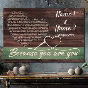 Custom Canvas: Because You Are You - Personalized Gift for Couples