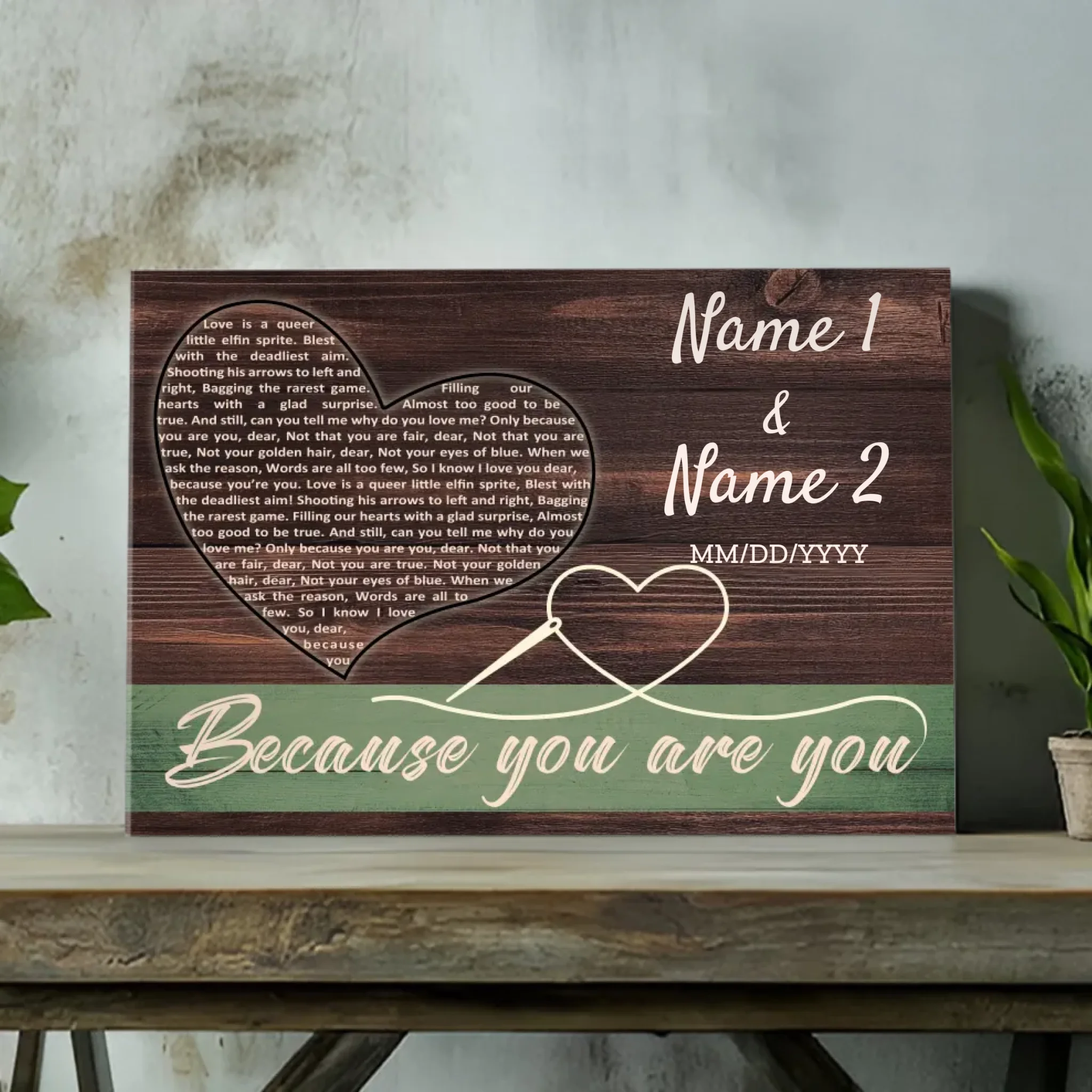 Custom Canvas: Because You Are You - Personalized Gift for Couples