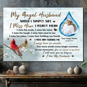 Custom Memorial Canvas for Wife - My Angel Husband | 89Prints