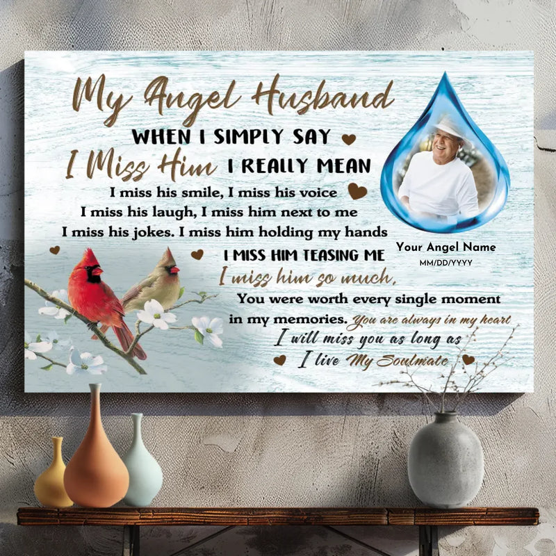 Custom Memorial Canvas for Wife - My Angel Husband | 89Prints