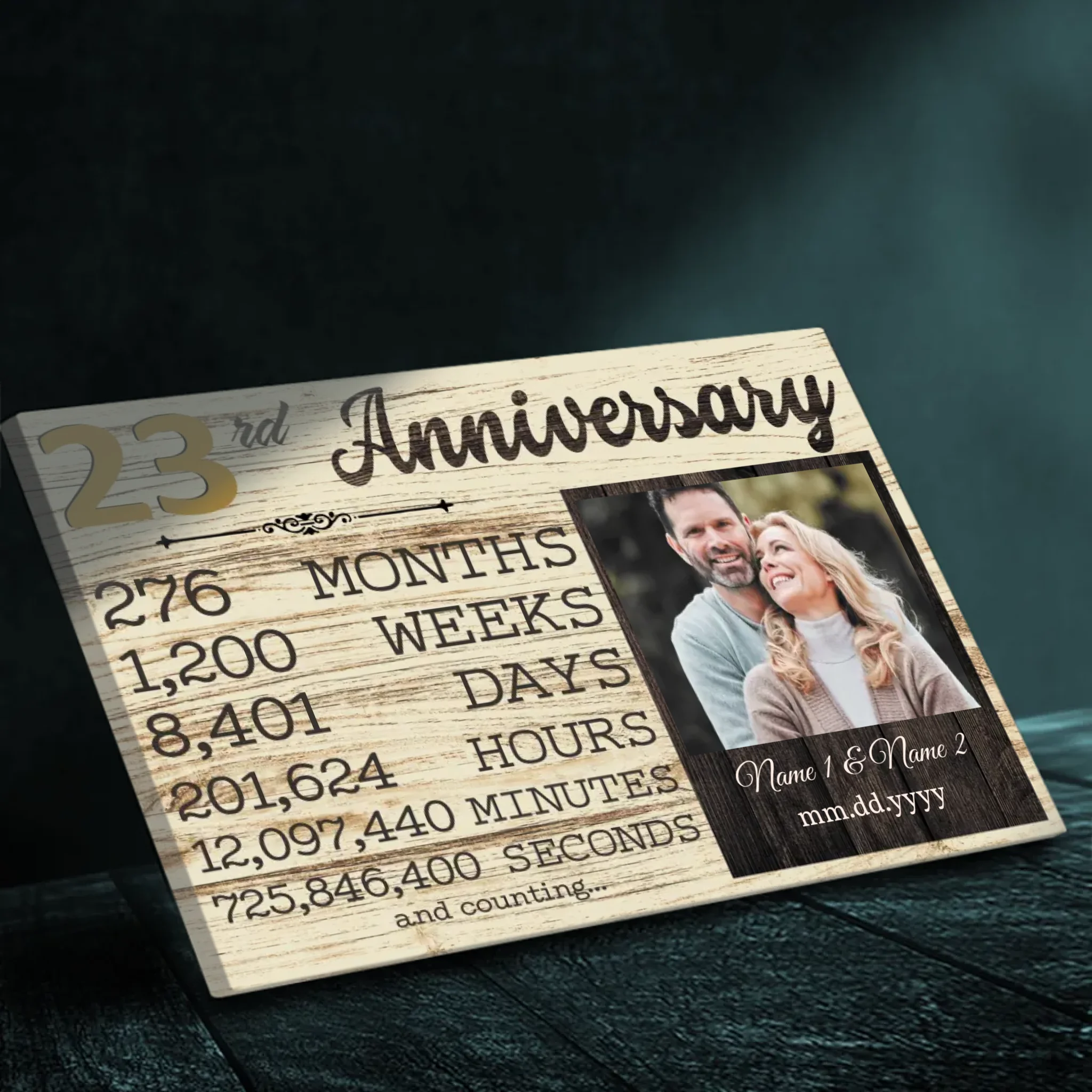 Personalized 23rd Anniversary Canvas - Custom Photo & Name Art