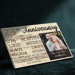 Personalized 23rd Anniversary Canvas - Custom Photo & Name Art