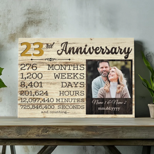 Personalized 23rd Anniversary Canvas - Custom Photo & Name Art