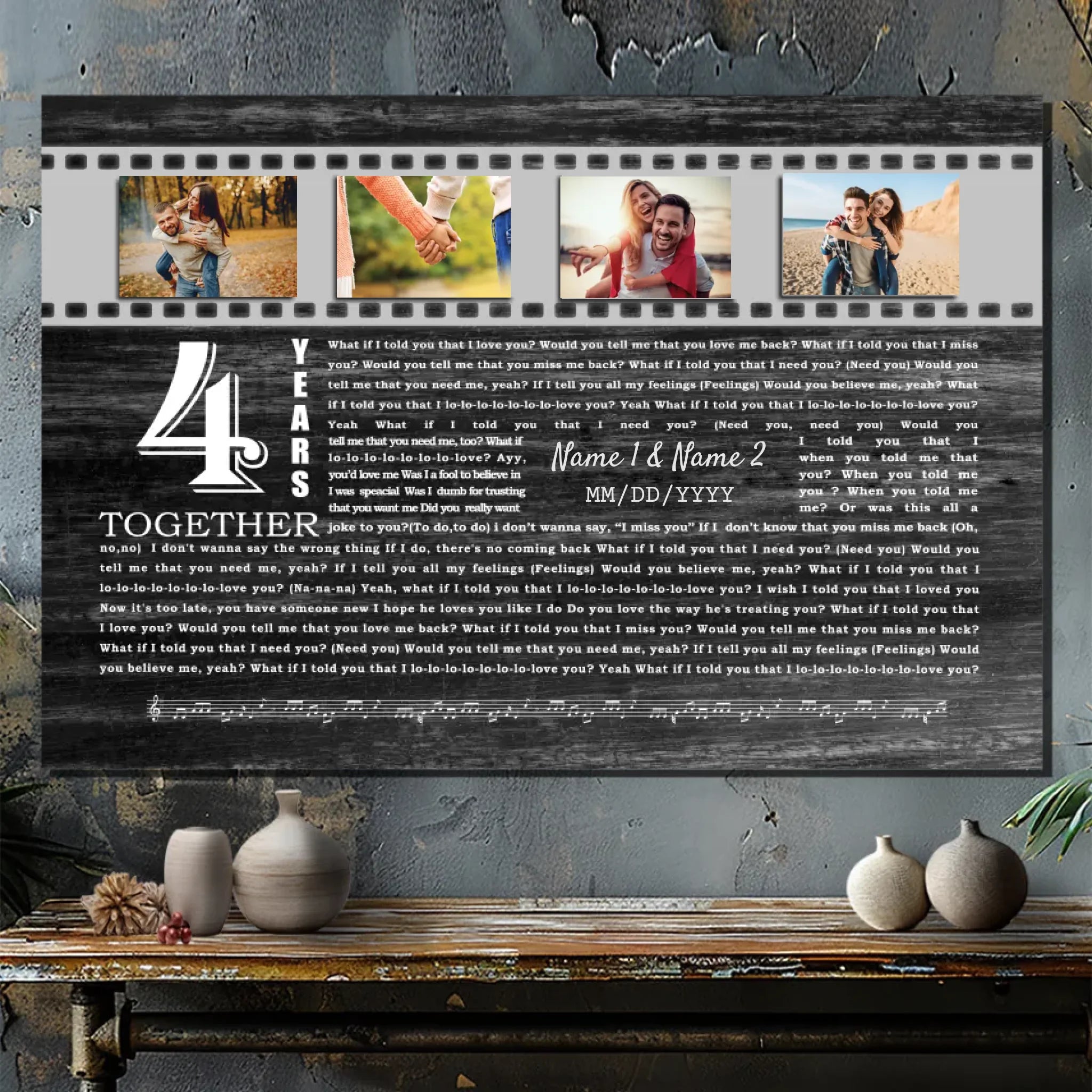 Unique Custom Canvas for Your 4th Anniversary - Love Story Art