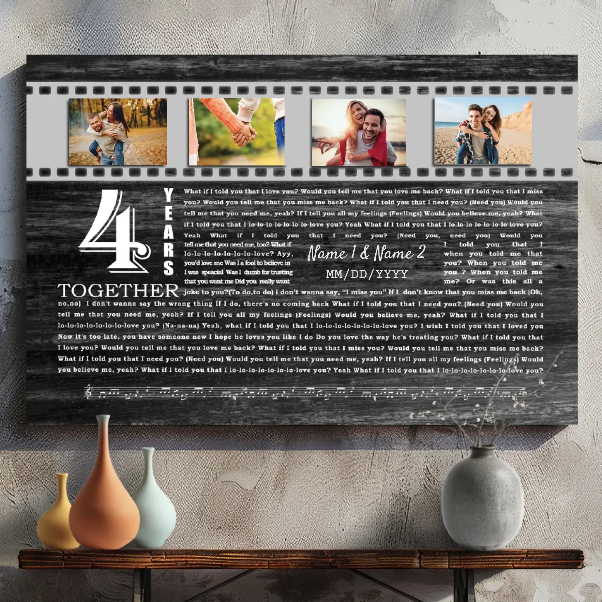 Unique Custom Canvas for Your 4th Anniversary - Love Story Art