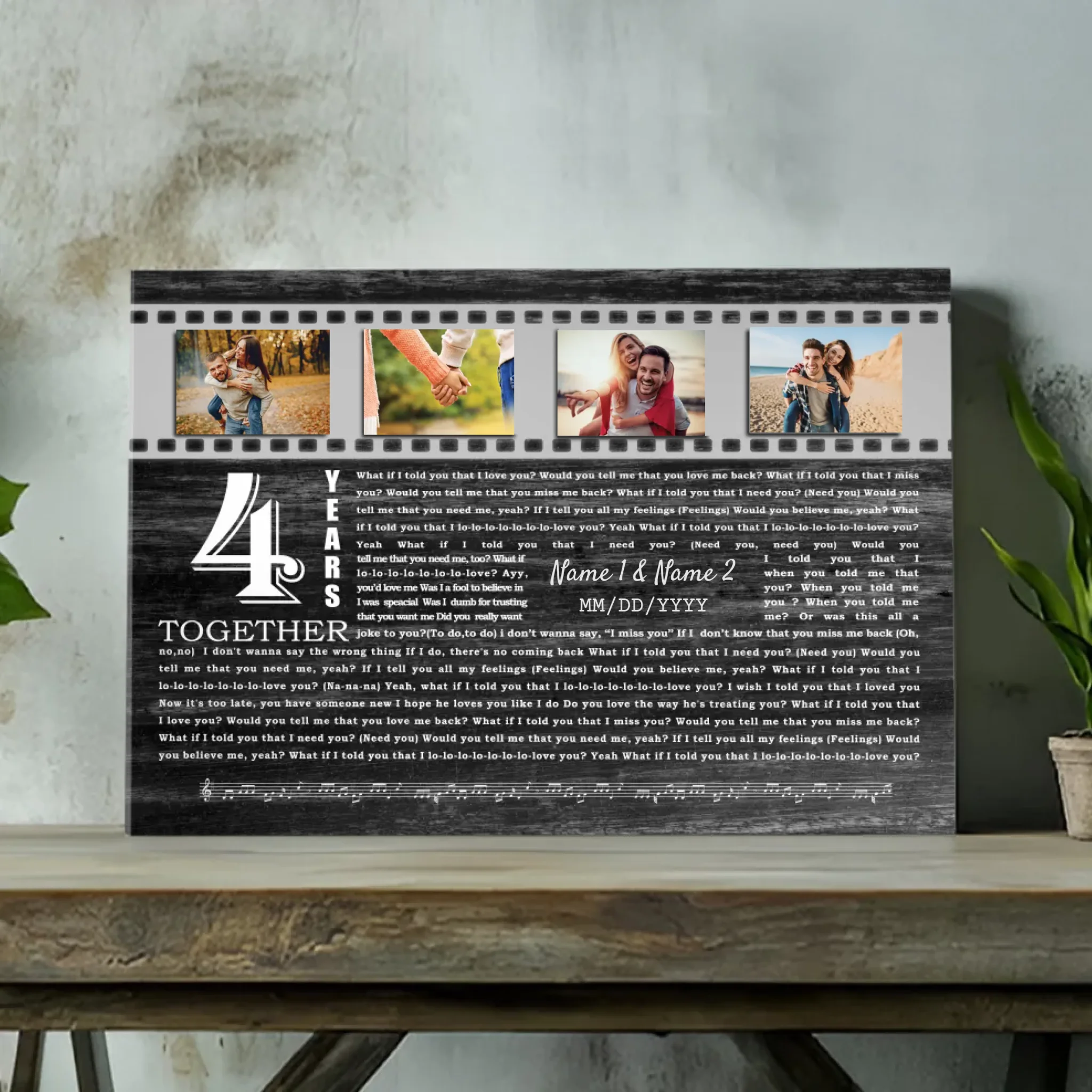 Unique Custom Canvas for Your 4th Anniversary - Love Story Art