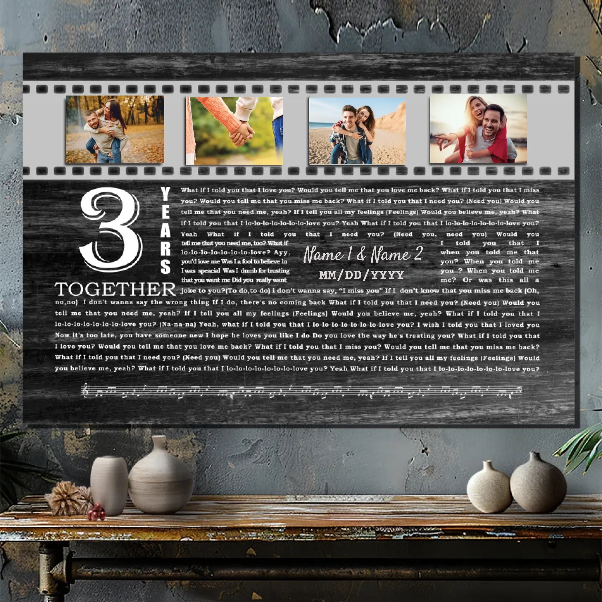 Personalized Canvas for Your 3rd Anniversary At 89Prints- Love Tribute
