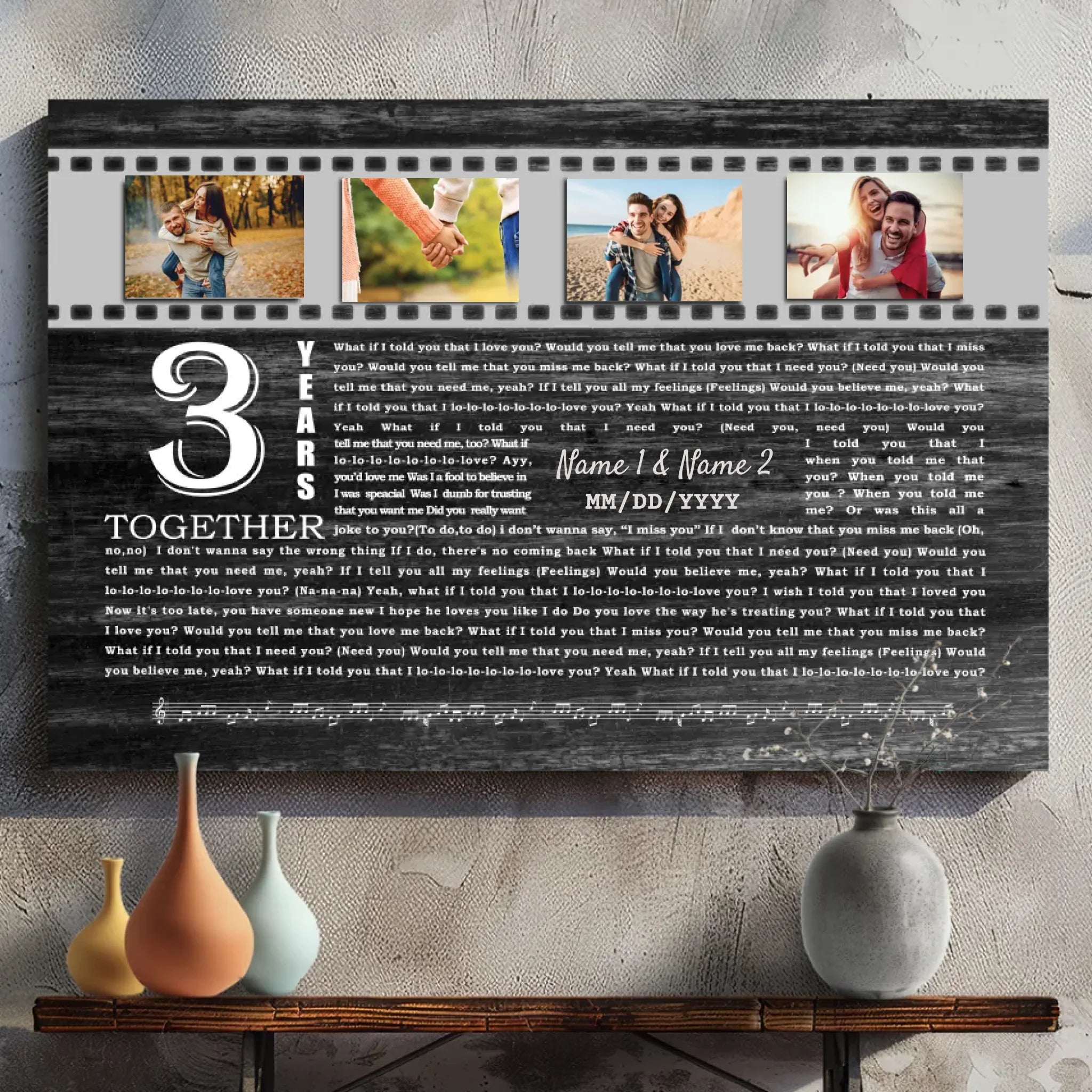 Personalized Canvas for Your 3rd Anniversary At 89Prints- Love Tribute