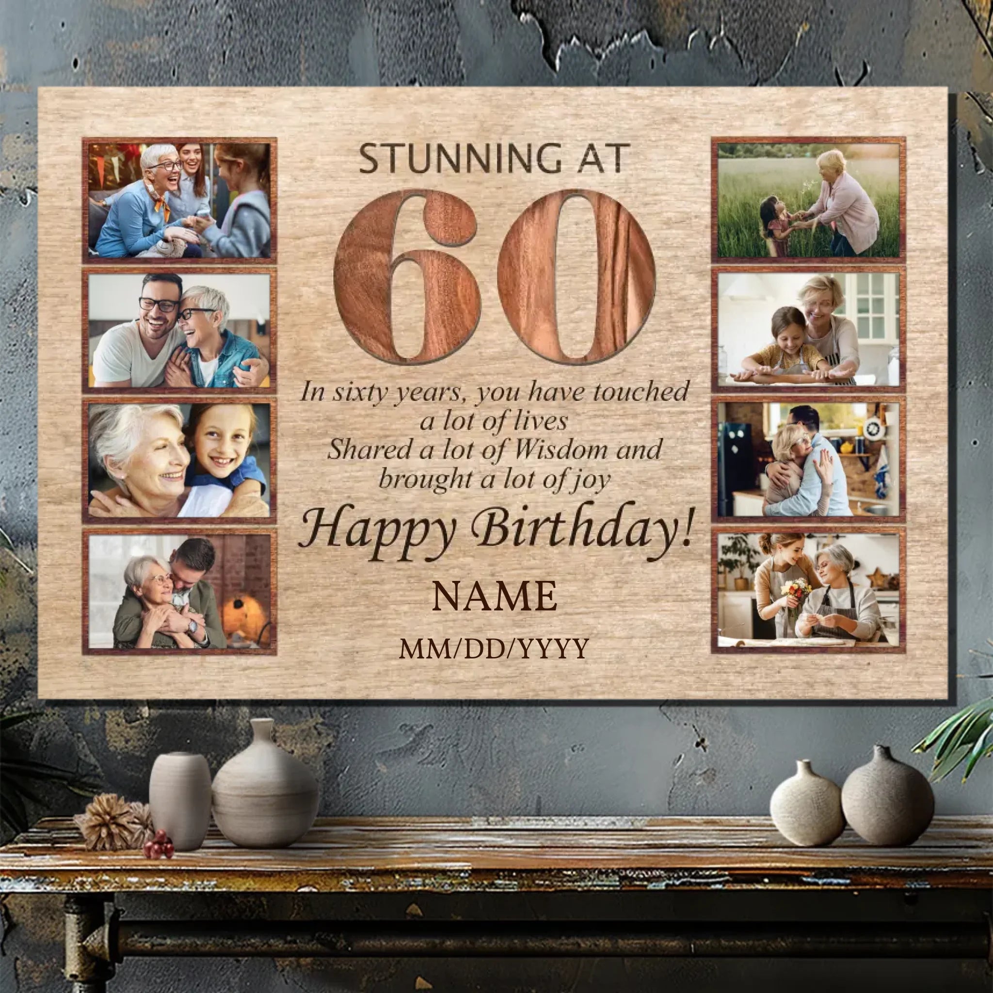 Personalized 60th Birthday Canvas - 