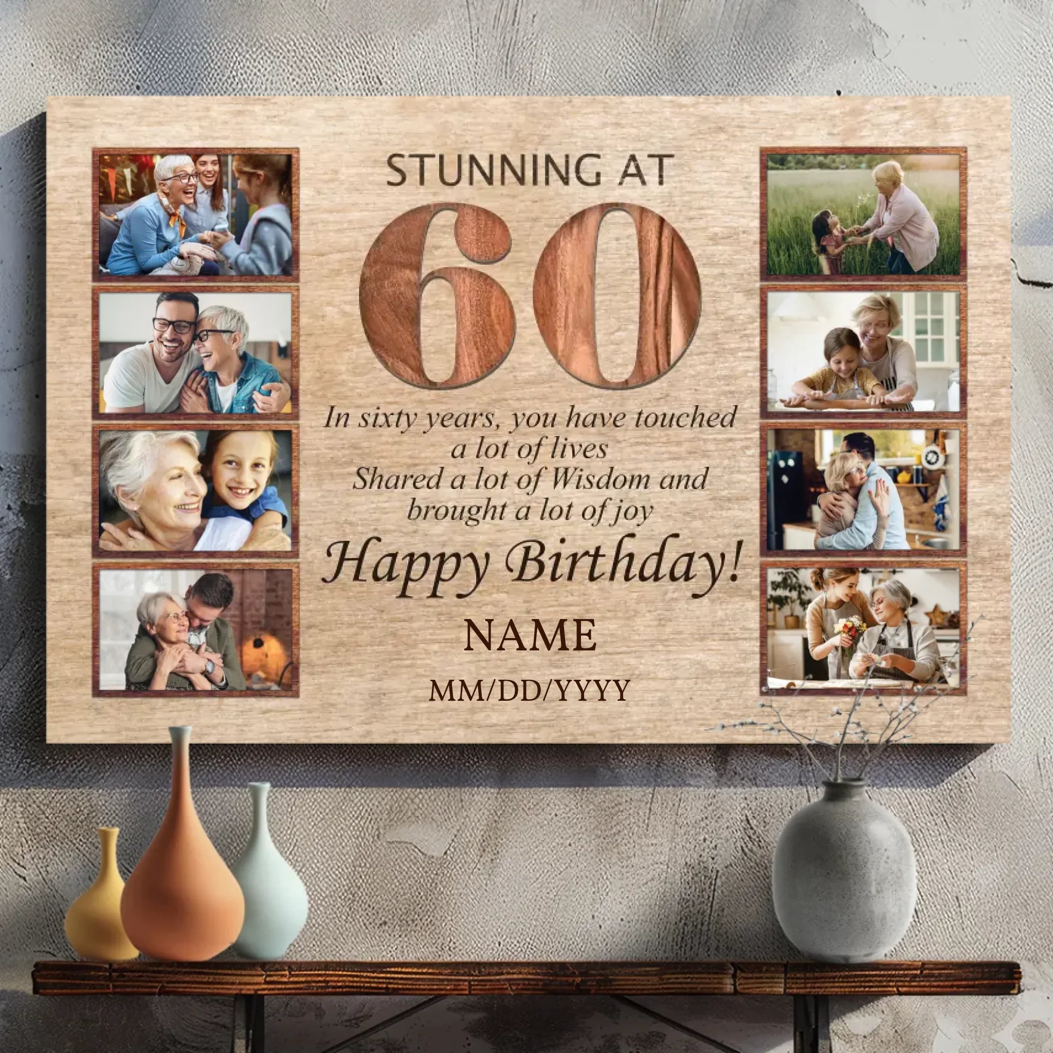 Personalized 60th Birthday Canvas - 