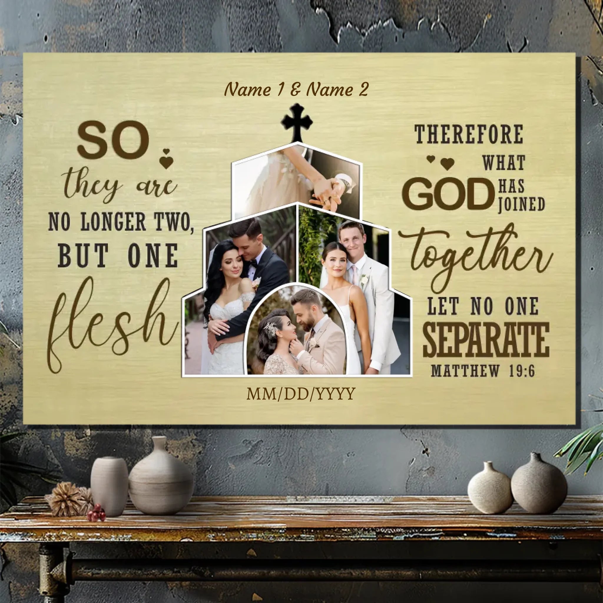 Personalized Wedding Canvas - Two Become One: Custom Names | 89Prints
