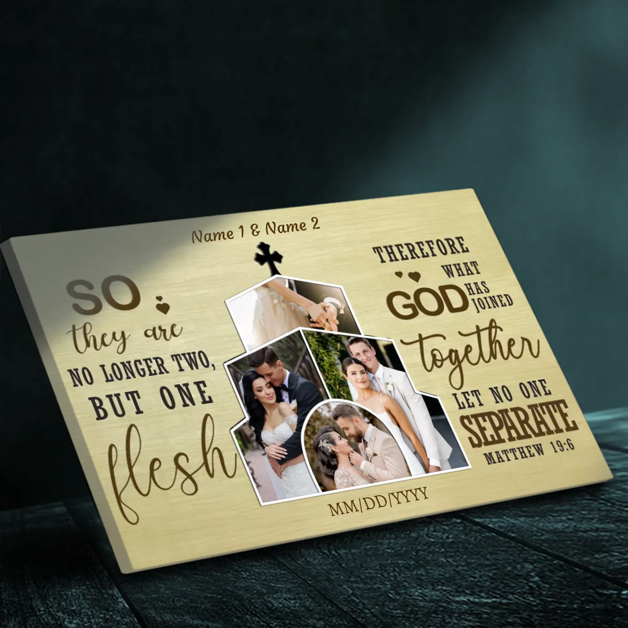 Personalized Wedding Canvas - Two Become One: Custom Names | 89Prints