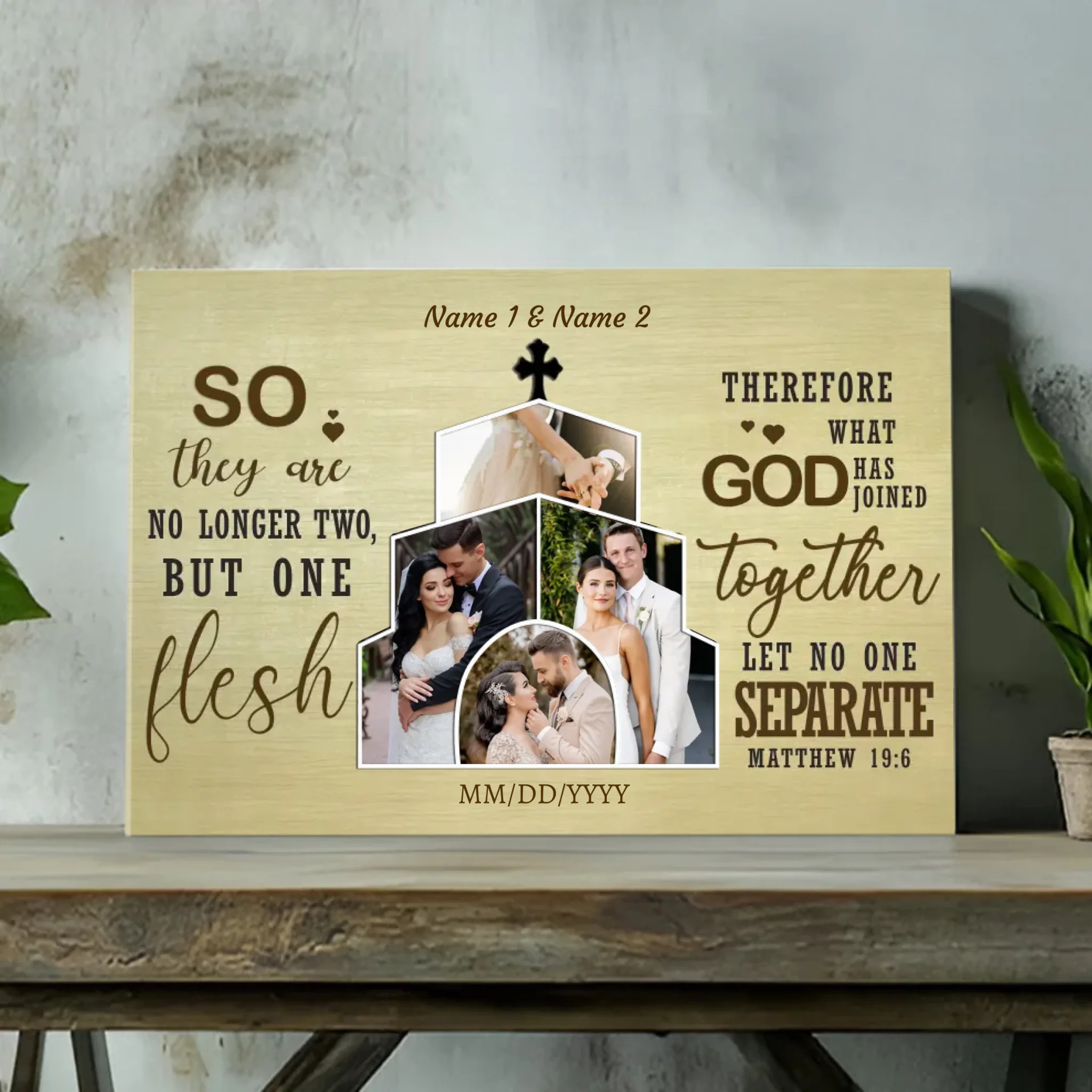 Personalized Wedding Canvas - Two Become One: Custom Names | 89Prints