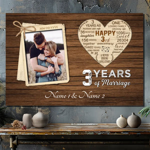 Personalized 3rd Anniversary Canvas - 