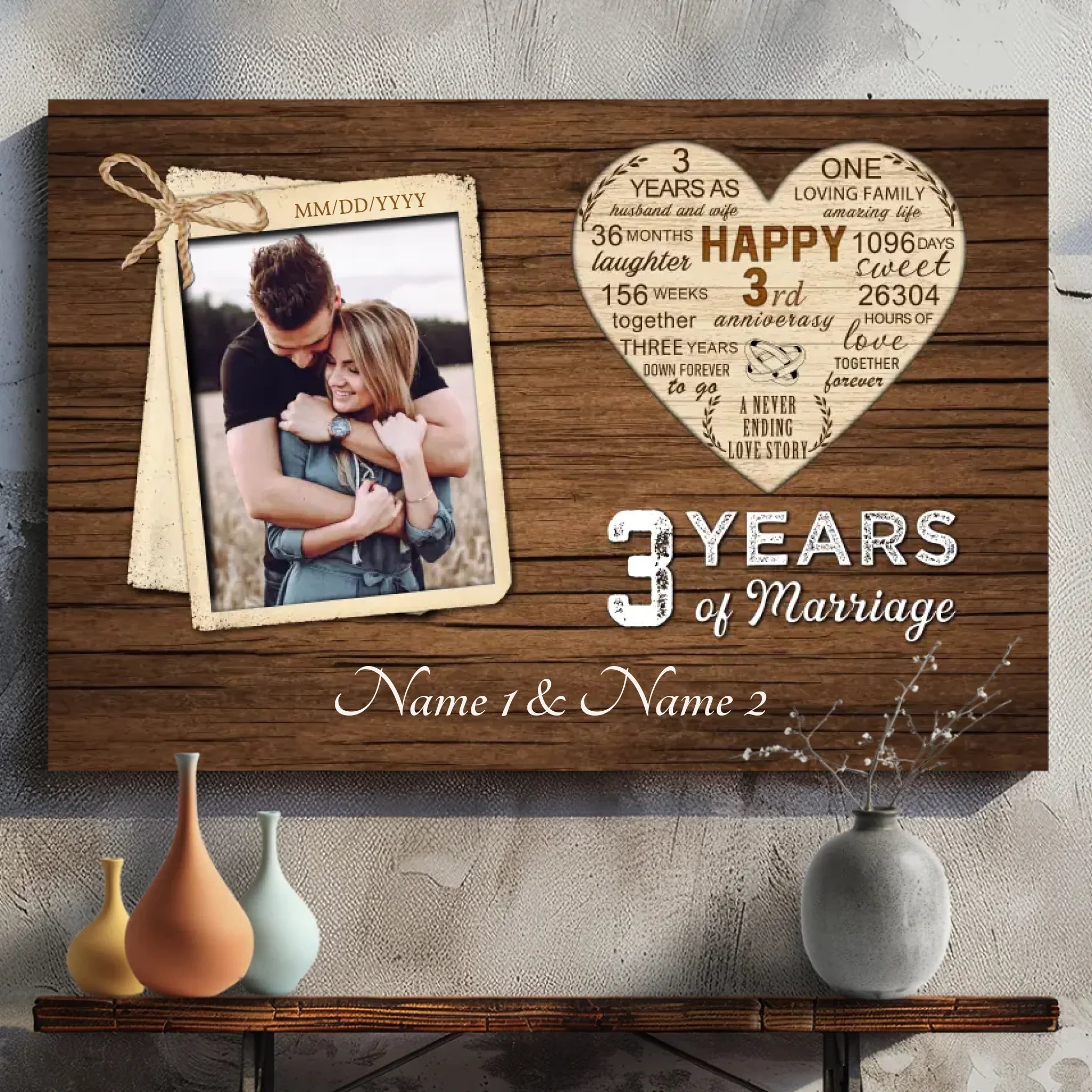 Personalized 3rd Anniversary Canvas - 