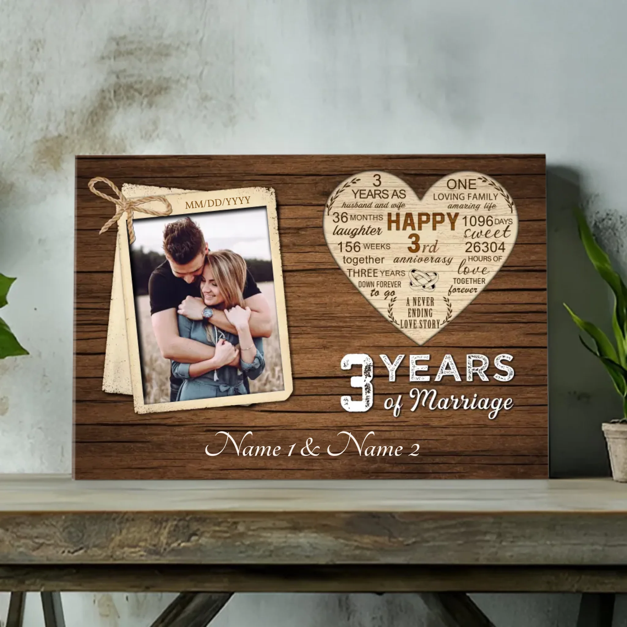 Personalized 3rd Anniversary Canvas - 