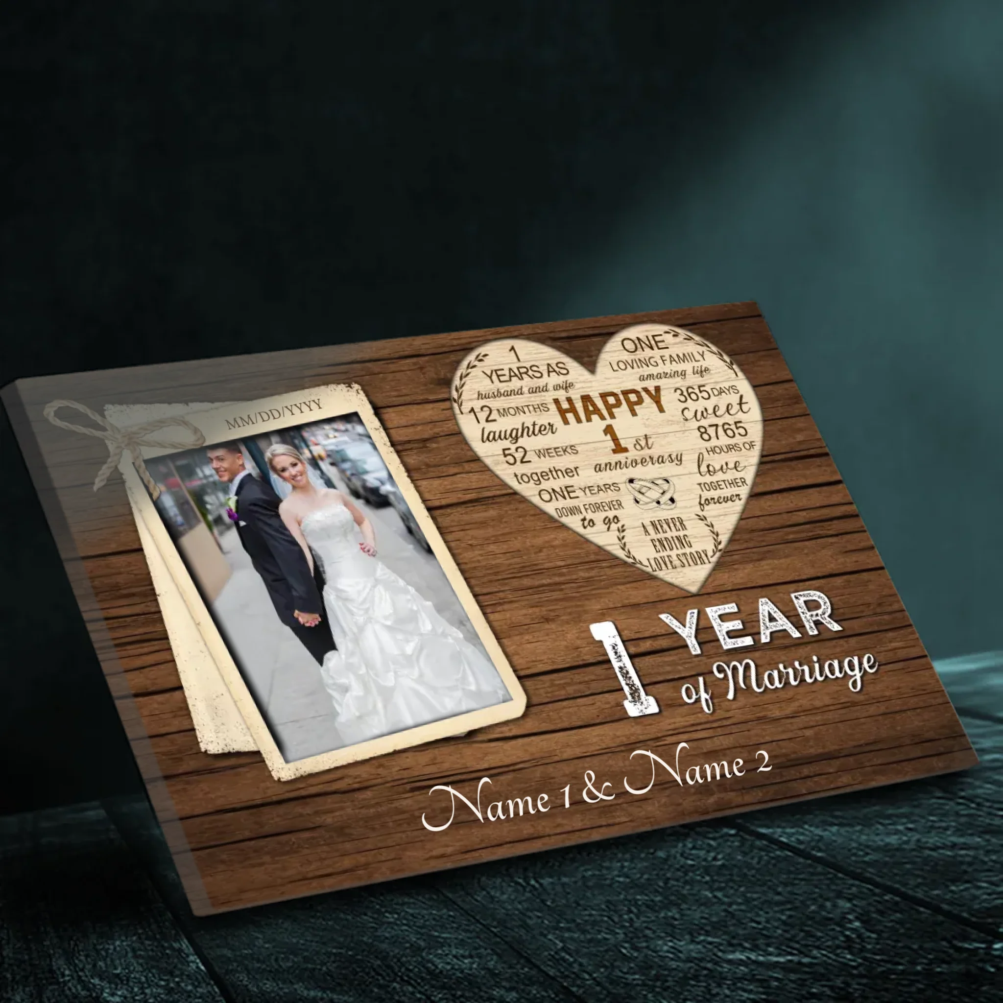 One Year of Love - Custom 1st Anniversary Canvas Art At 89Prints